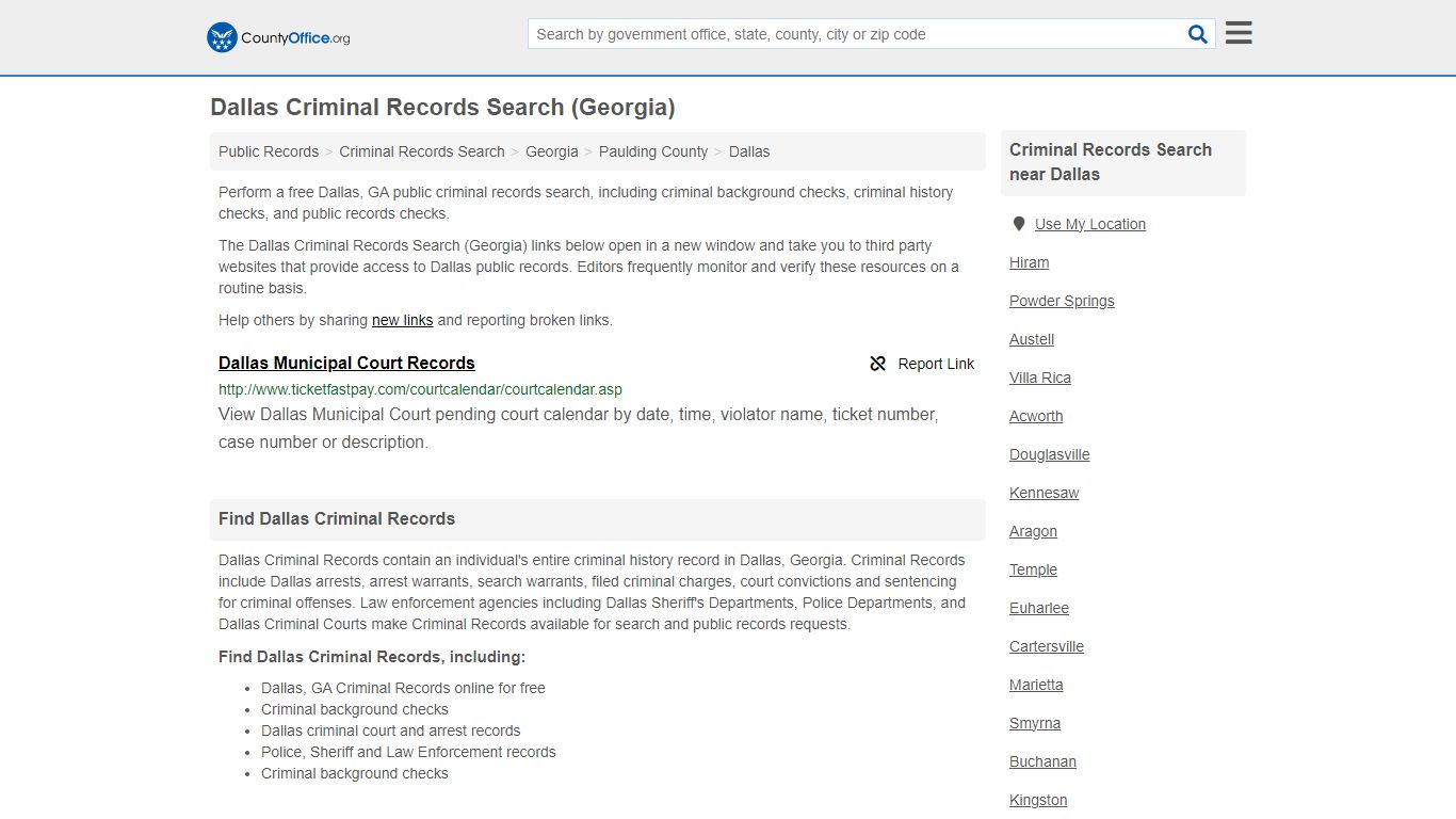 Criminal Records Search - Dallas, GA (Arrests, Jails & Most Wanted Records)