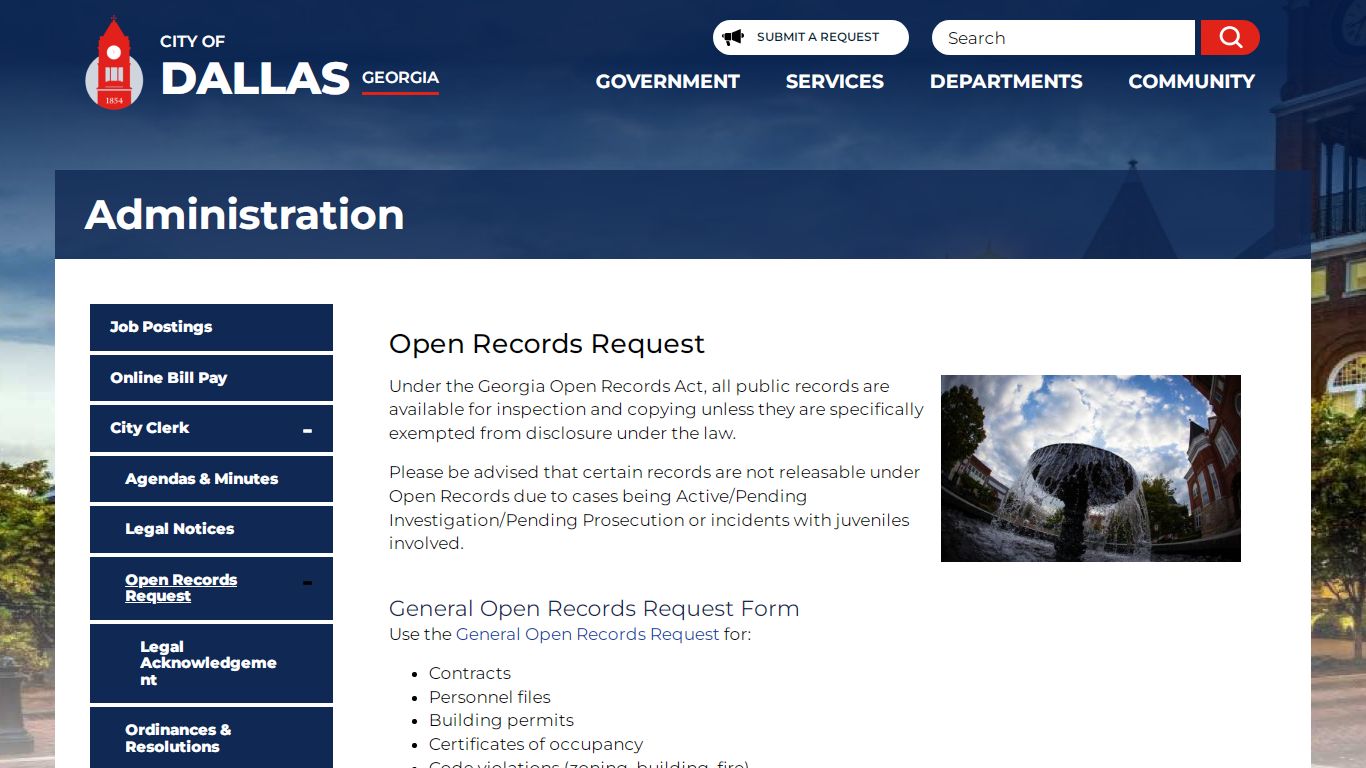 Open Records Request | Dallas, GA